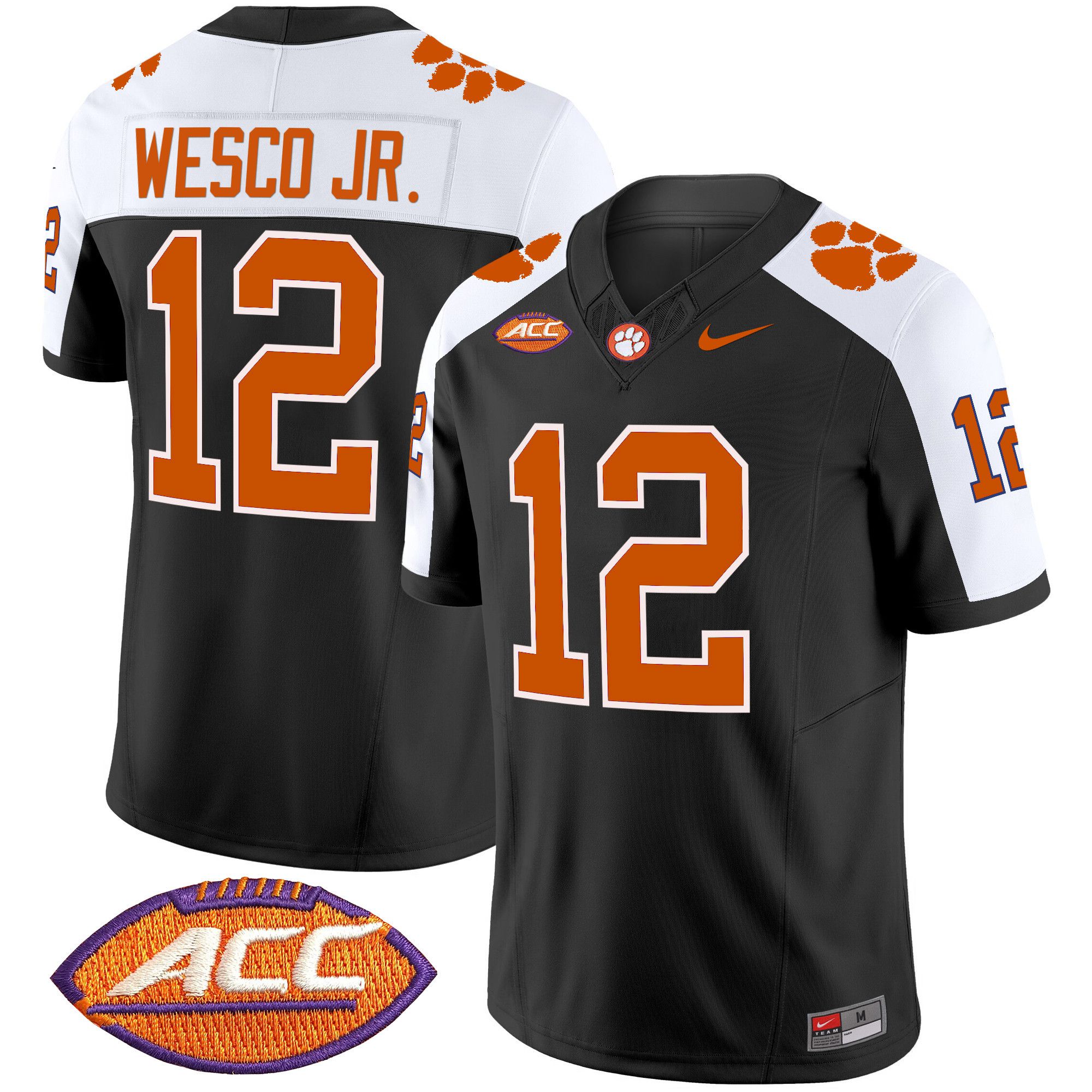 Men Clemson Tigers #12 Wesco jr Black 2024 Nike Vapor Limited NCAA Jersey